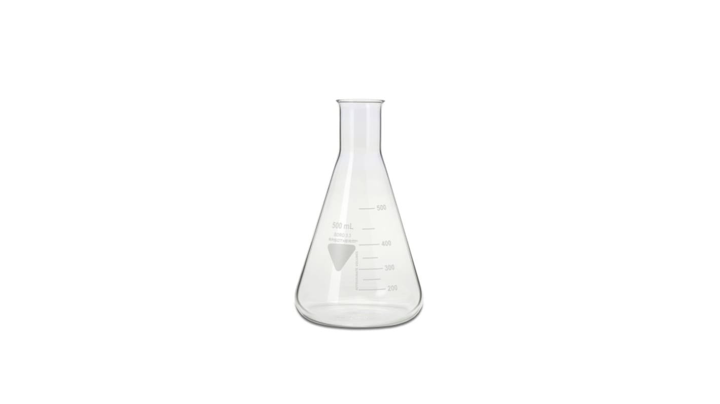 Matraz de laboratorio RS PRO, Vidrio de borosilicato, 500ml