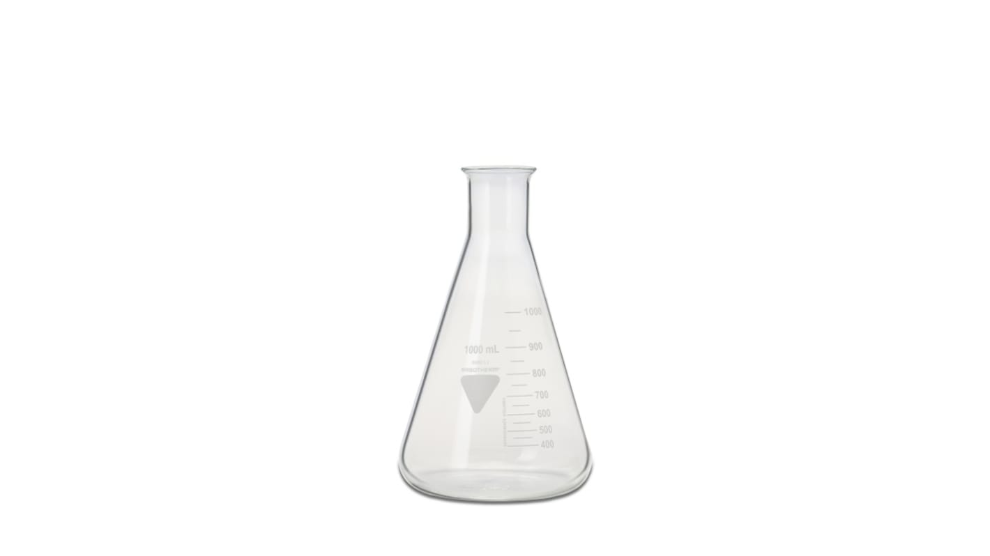 RS PRO Borosilicate Glass 1000ml Laboratory Flask