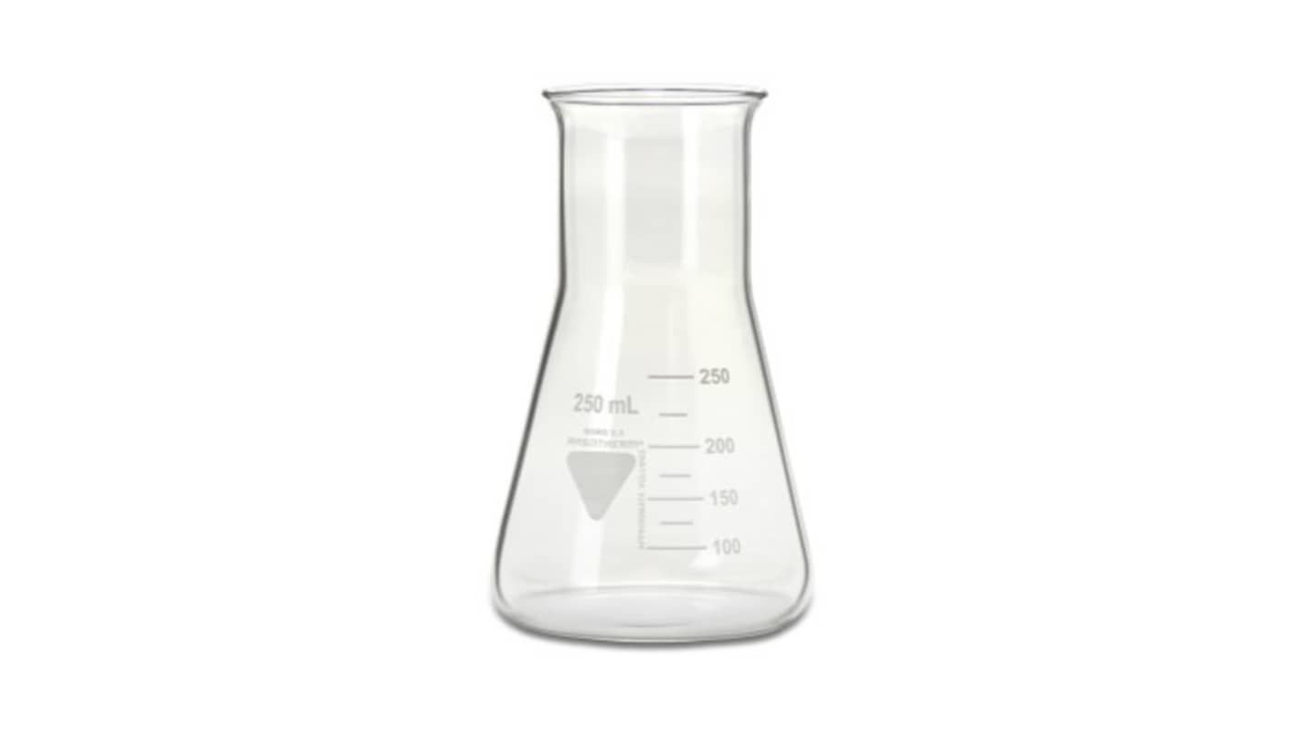 RS PRO Borosilicate Glass 250ml Laboratory Flask