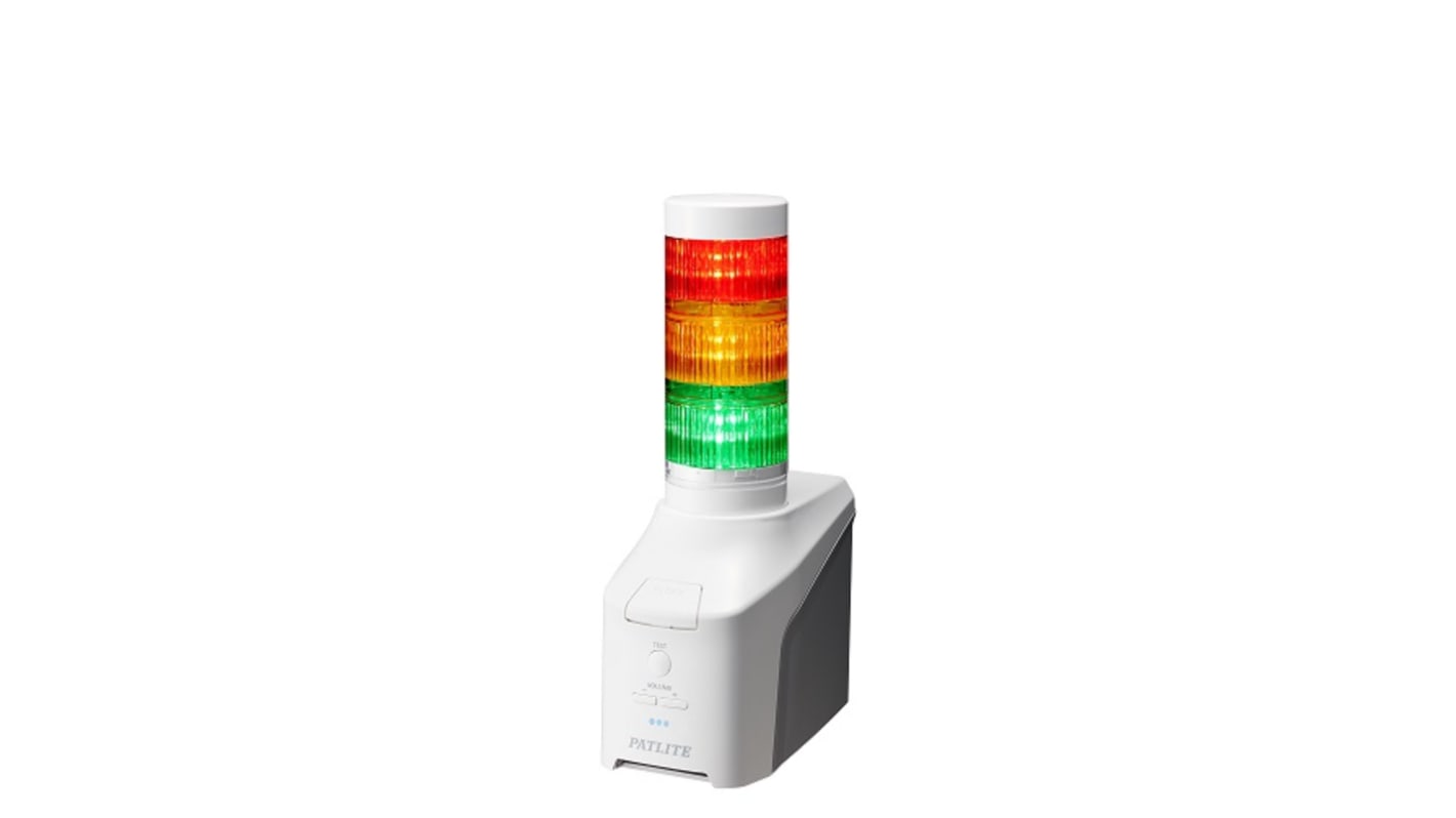 Columna de señalización Patlite NHV6, LED, con 3 elementos Multicolor, 88dB @ 1 m, 42,5 → 57 V