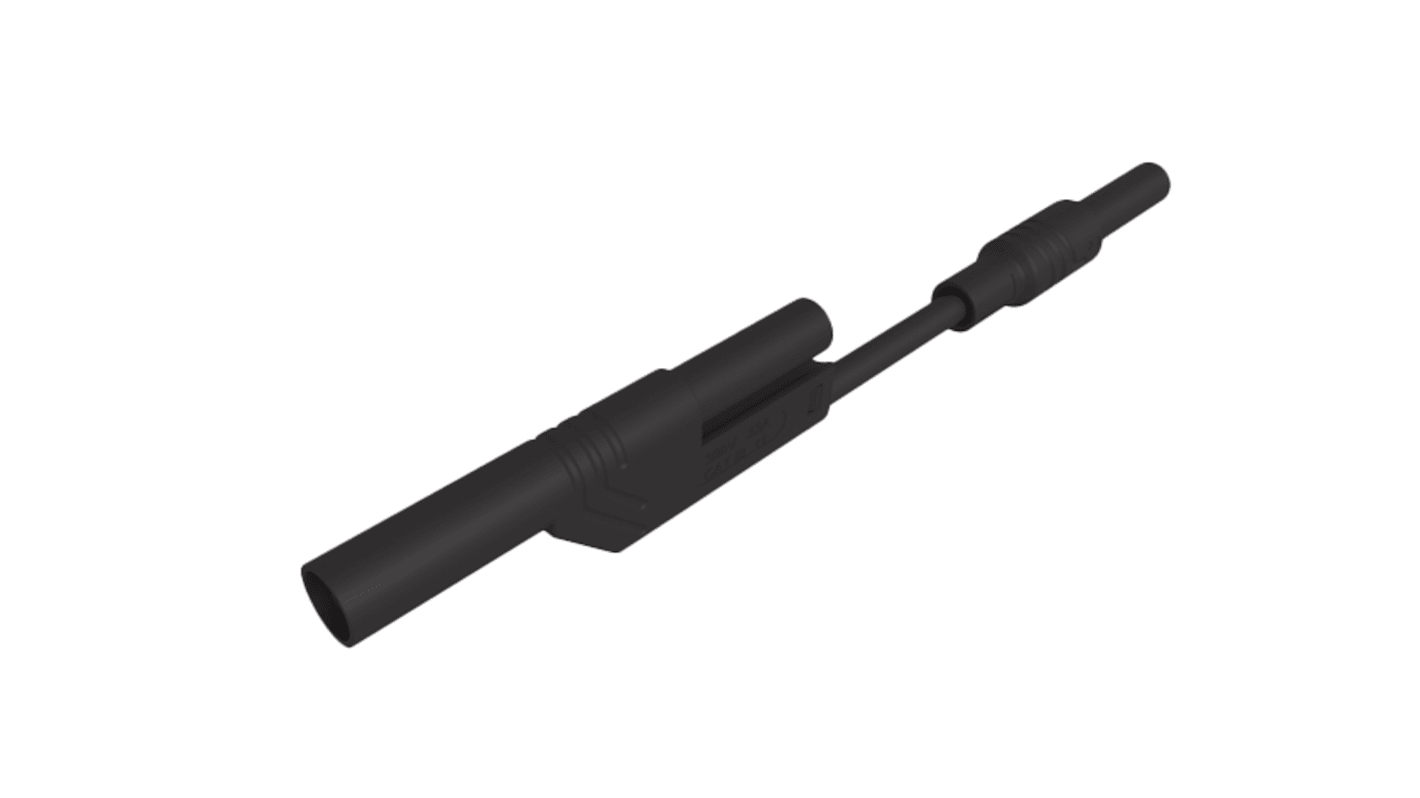 Hirschmann Messleitung für 4mm Prüfspitzen Stecker, Schwarz 80mm, 300V ac/dc / 32A