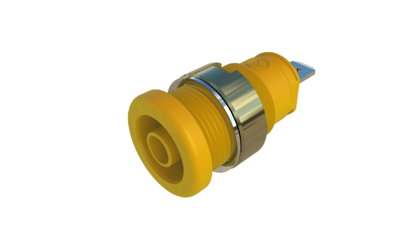 Hirschmann Test & Measurement Yellow Female Banana Socket, 4 mm Connector, Tab Termination, 25A, Nickel Plating