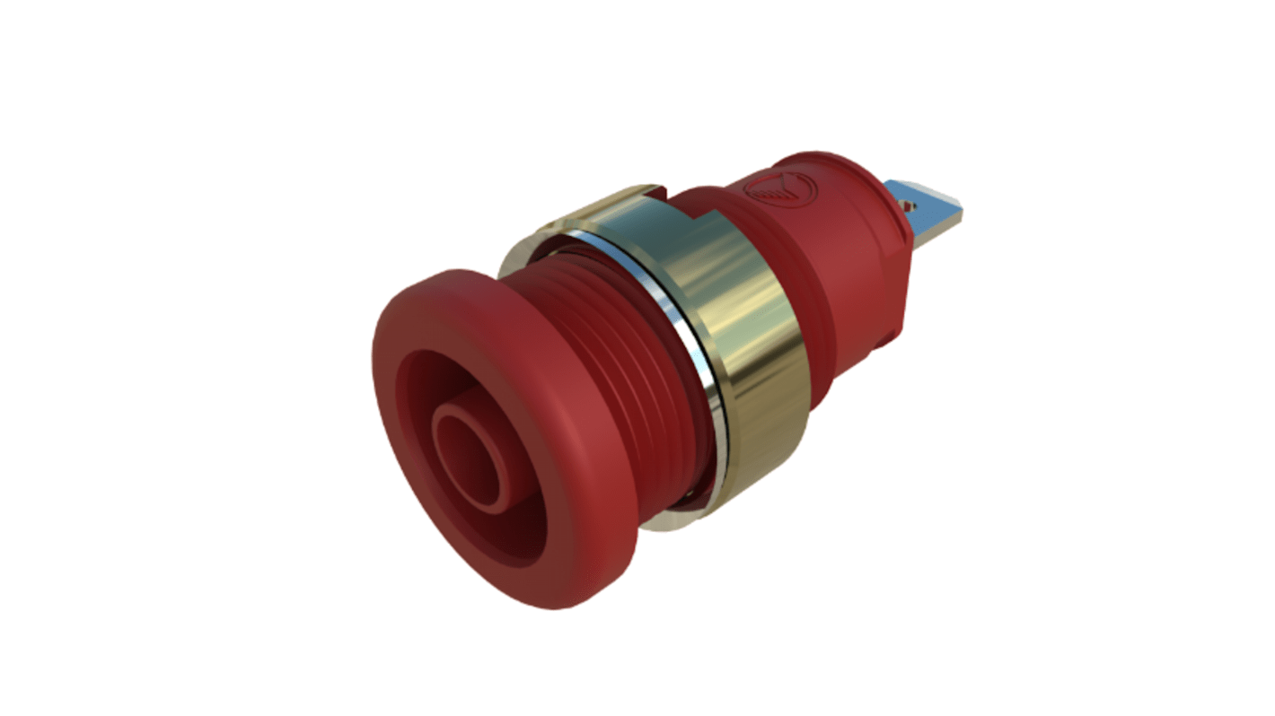 Hirschmann Test & Measurement Red Female Banana Socket, 4 mm Connector, Tab Termination, 32A, Nickel Plating