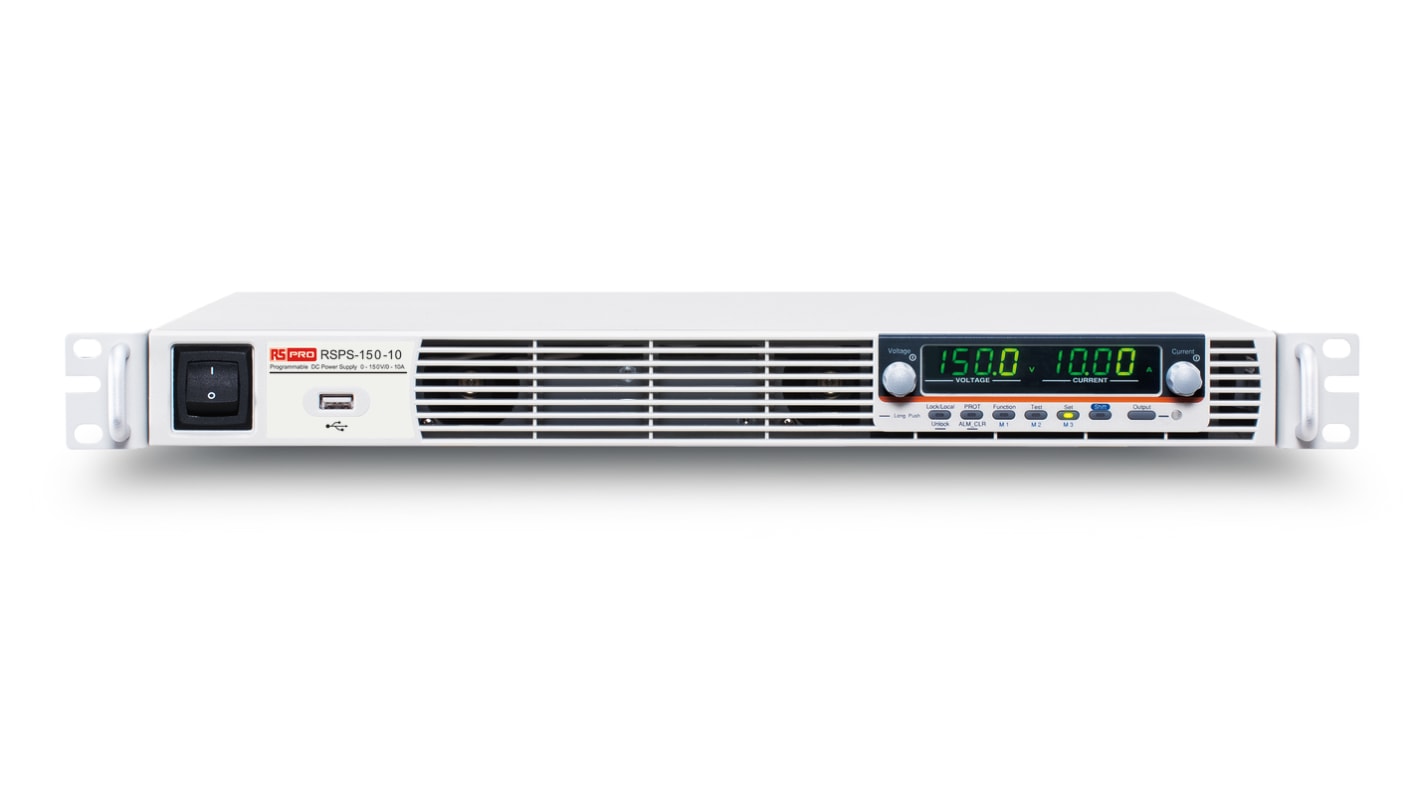 RS PRO 1.5kW可编程直流电源, 0 → 150V, 10A输出, 1输出, 1 U, PSU 150-10