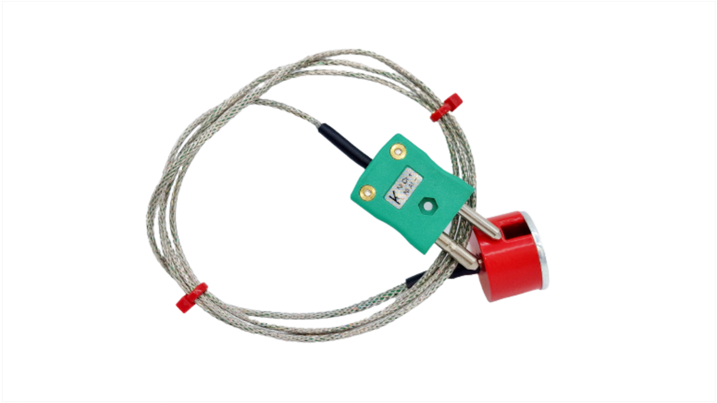 RS PRO Type K Button Magnet Thermocouple 3m Length, 1in Diameter → +250°C