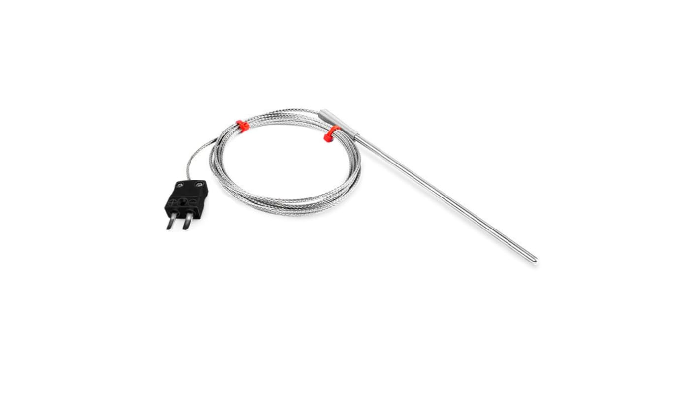 Termopar tipo J RS PRO, Ø sonda 4.5mm x 150mm, temp. máx +350°C, cable de 1m, conexión , con conector miniatura