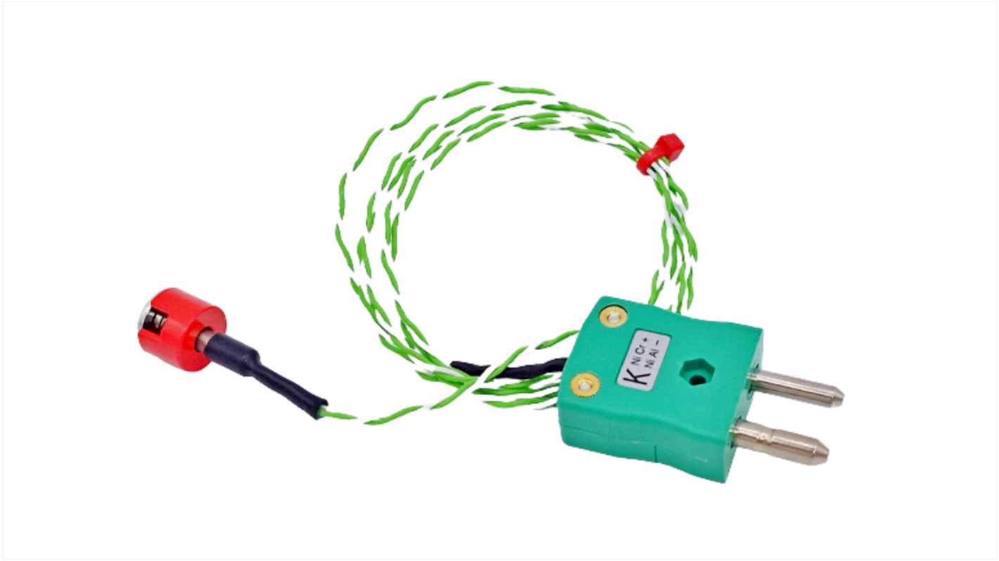 RS PRO Type K Button Magnet Thermocouple 1m Length, 12.5mm Diameter → +250°C
