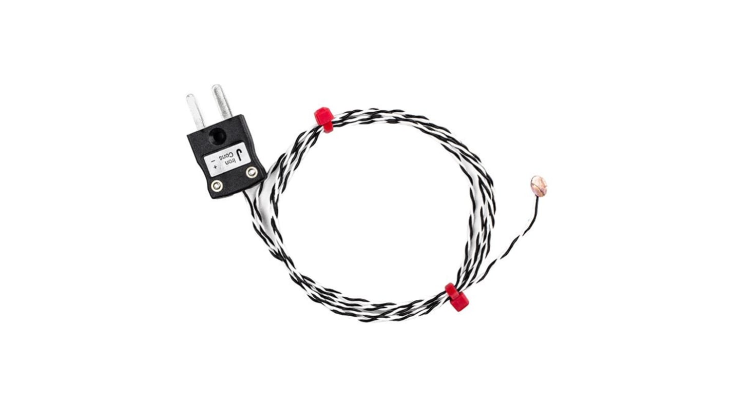Termočlánek s měděným diskem 5m kabel typ K Měď 5m sonda na +200°C IEC, V souladu s RoHS RS PRO