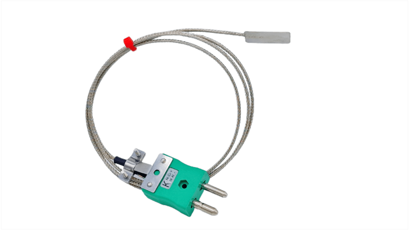 RS PRO K型叶片热电偶, 探头Φ13mm x 1m, 可测+350°C, 线长1m, 标准插头接端, 不锈钢探头