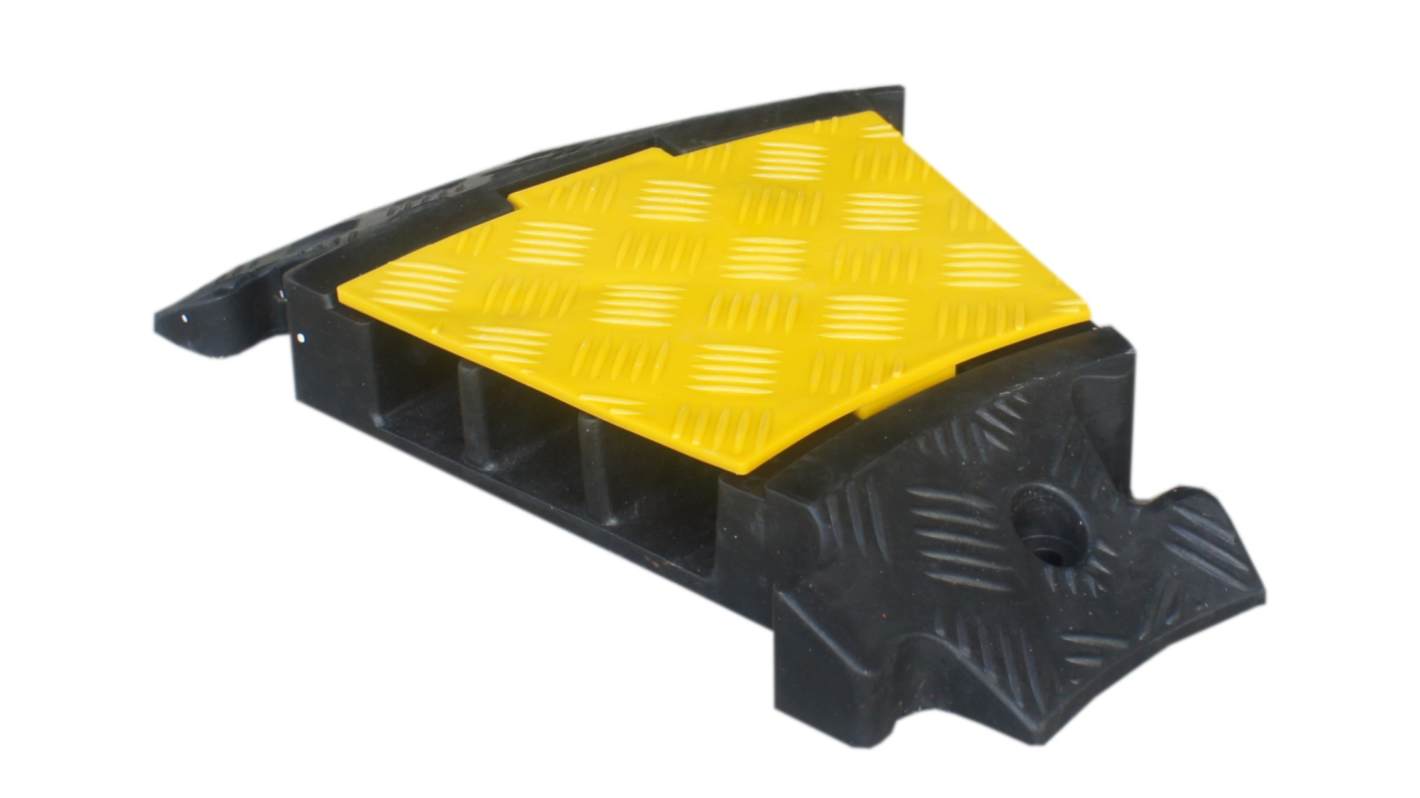 RS PRO 600mm Black/Yellow Cable Cover in Rubber, 58 x 52mm Inside dia.