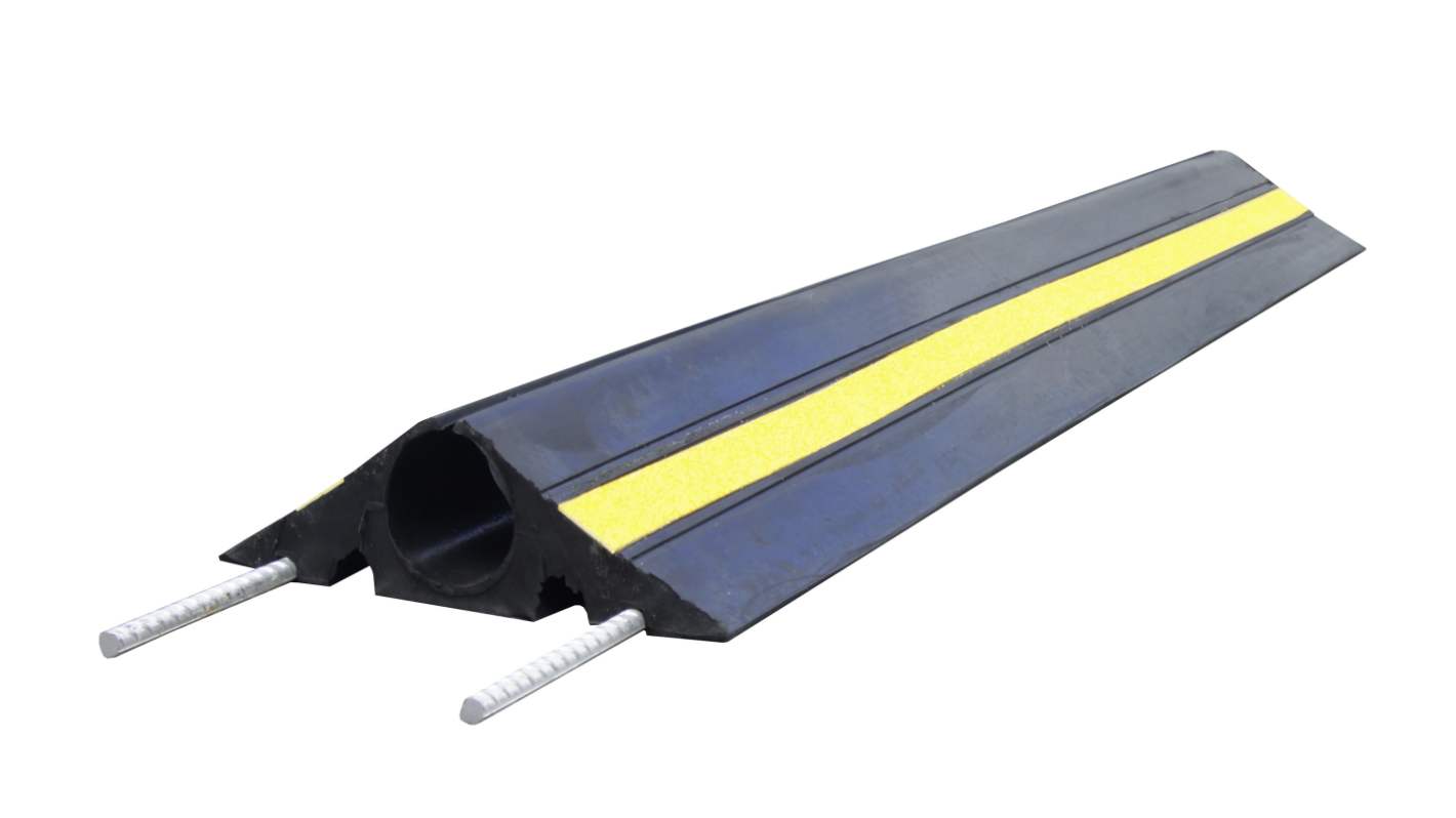 RS PRO 1m Black/Yellow Cable Cover in Rubber, 60mm Inside dia.
