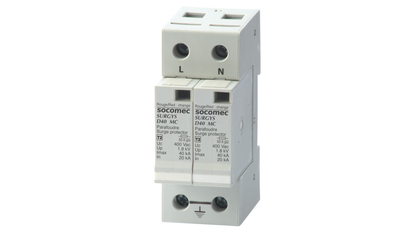 Socomec 1, 3 Phase Surge Arrester, 80kA, 1.8kV, DIN Rail Mount