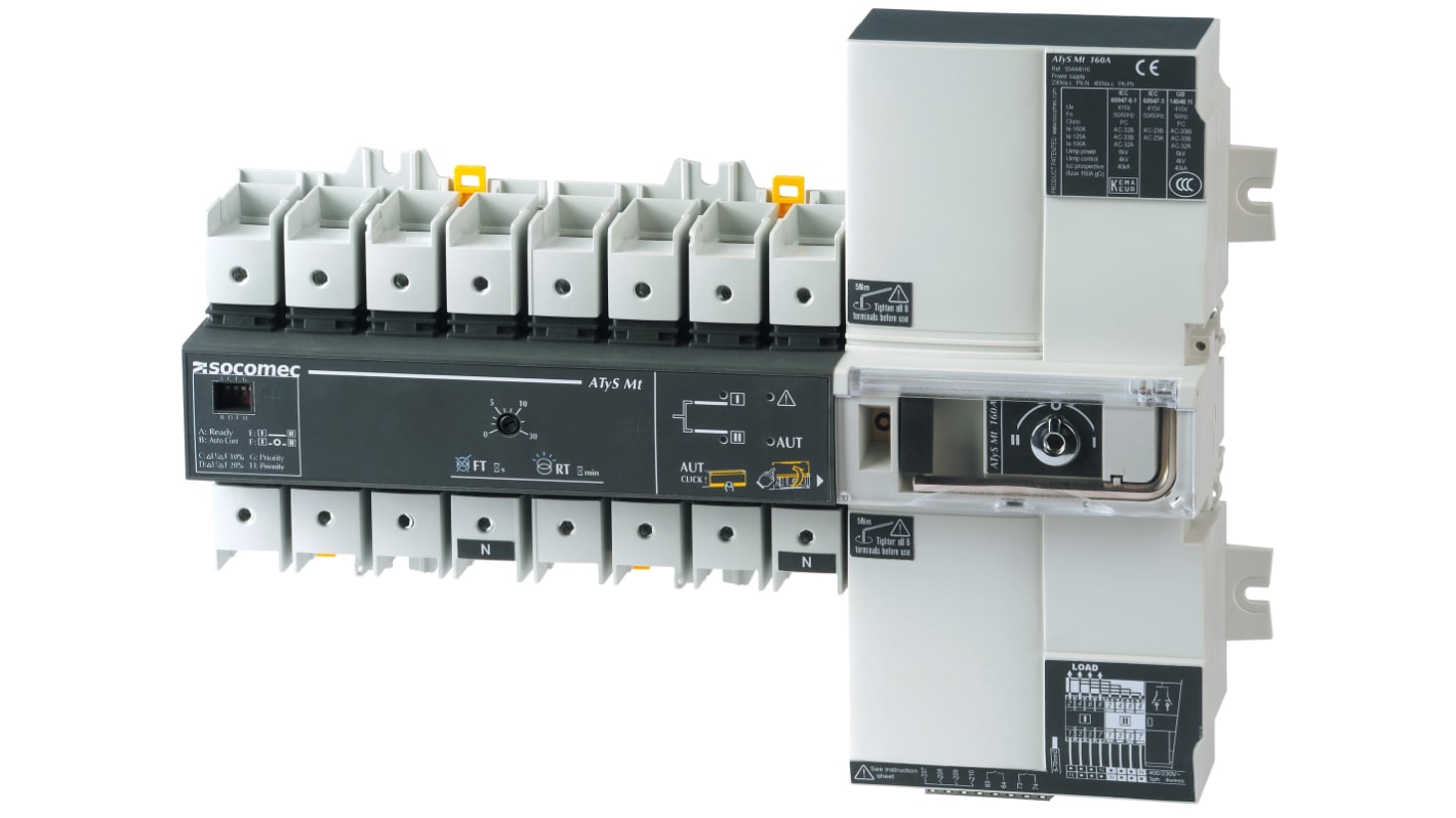 Socomec 4P Pole DIN Rail Switch Disconnector - 100A Maximum Current