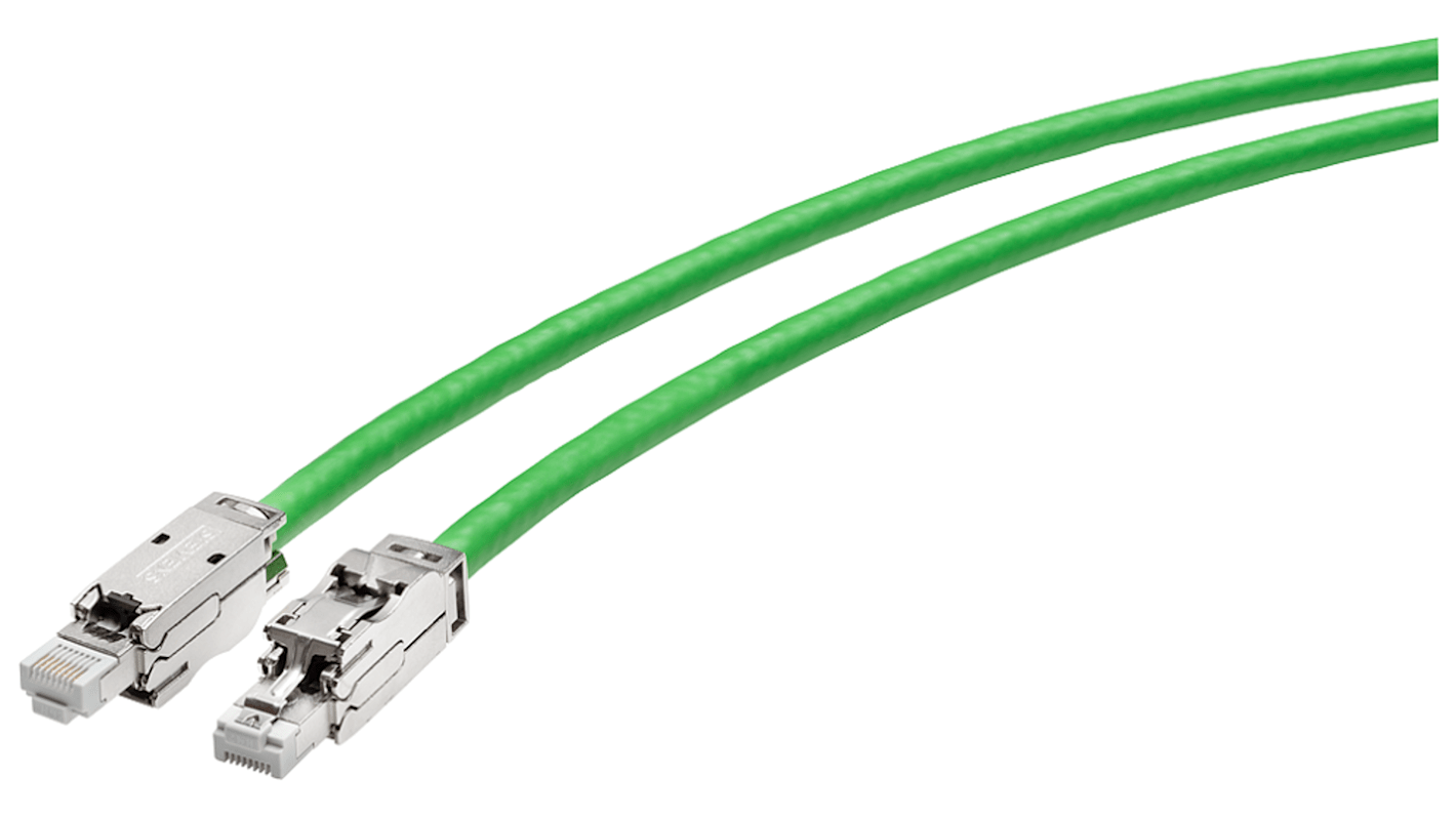 Siemens, 2m Cat6a, Green RJ45 to Male RJ45, Aluminium foil with a braided tin-plated copper wire screen Shielded,