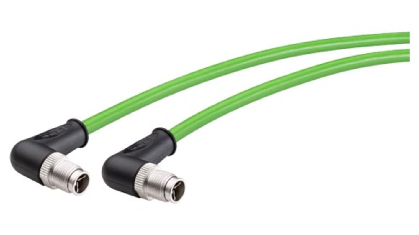 Siemens, 15m Cat6a, Green M12 to Male M12, Aluminium Foil, Tinned Copper Braid Shielded, Terminated