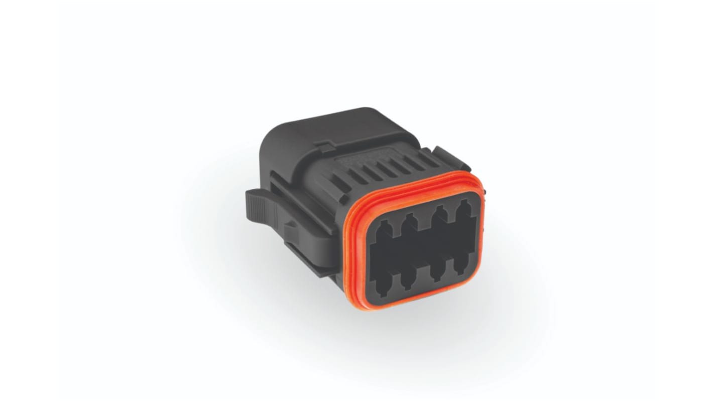 8 way Receptacle, Black, with end cap, N