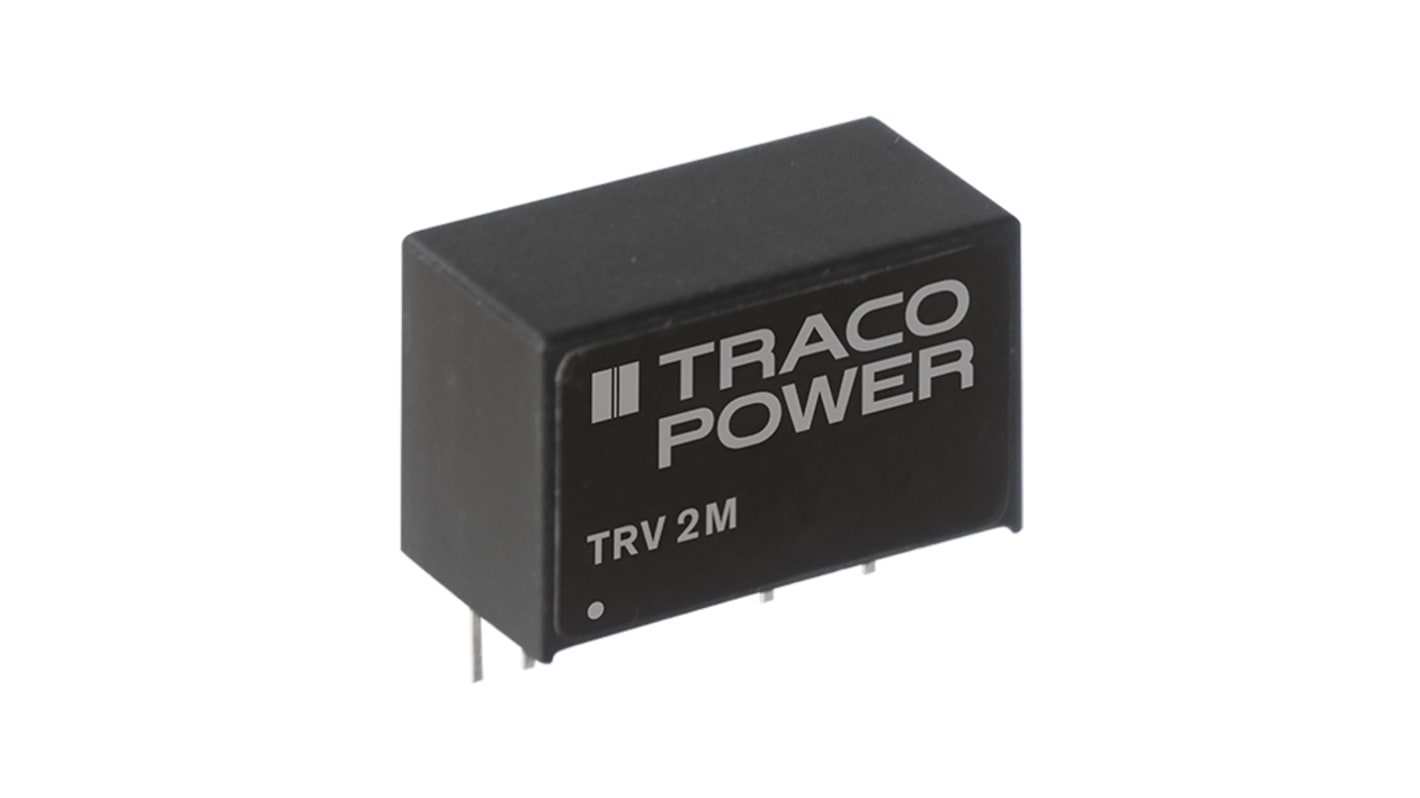 TRACOPOWER TRV 2M DC-DC Converter, 5V dc/ 200mA Output, 9.6 → 14.4 V dc Input, 2W, PCB Mount, +80°C Max Temp