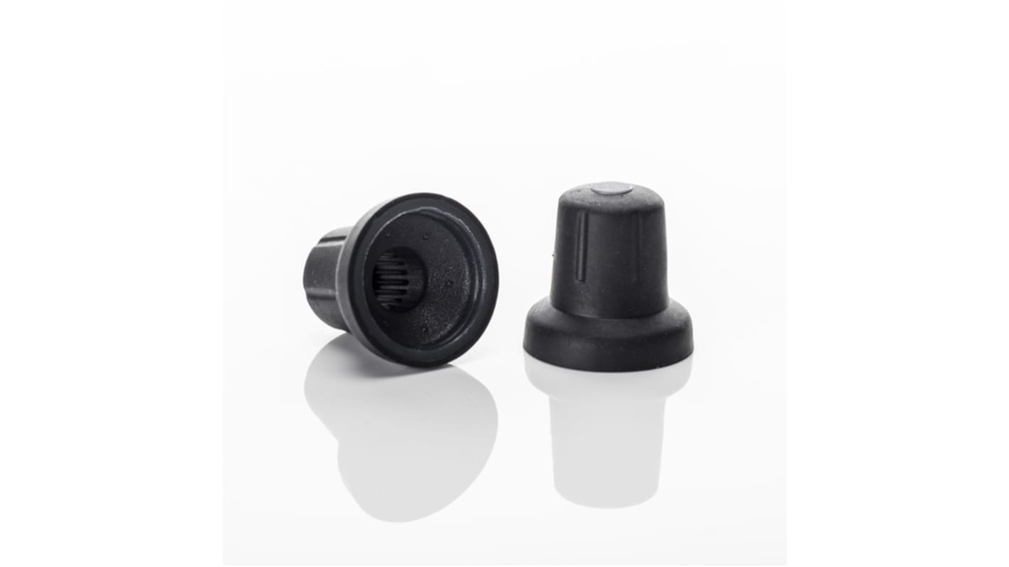 Sifam 17mm Black Potentiometer Knob for 6mm Shaft Splined, 3/07/TPN175 006 ILLUMINATED