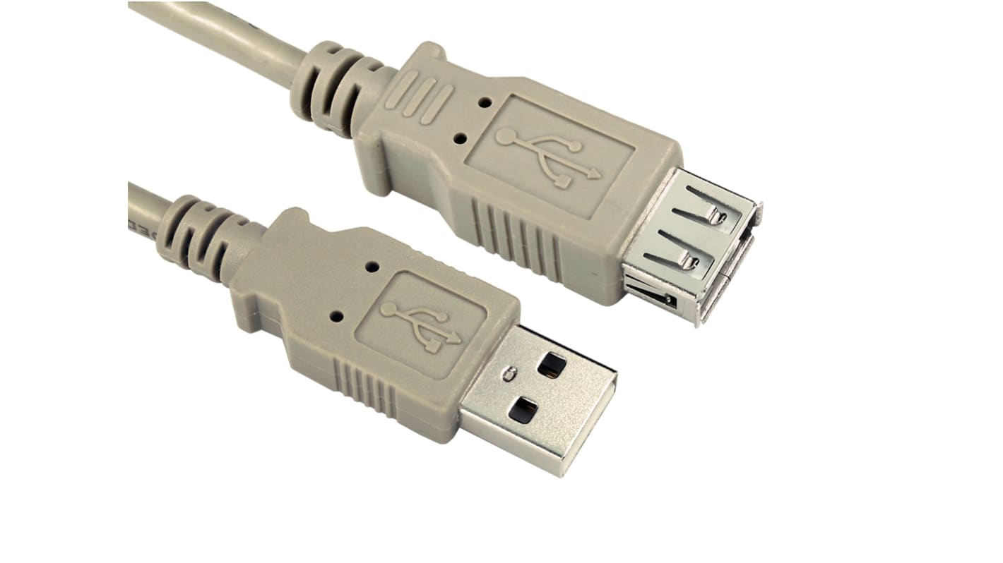 Cavo USB RS PRO USB A/USB A, L. 1m, col. Beige