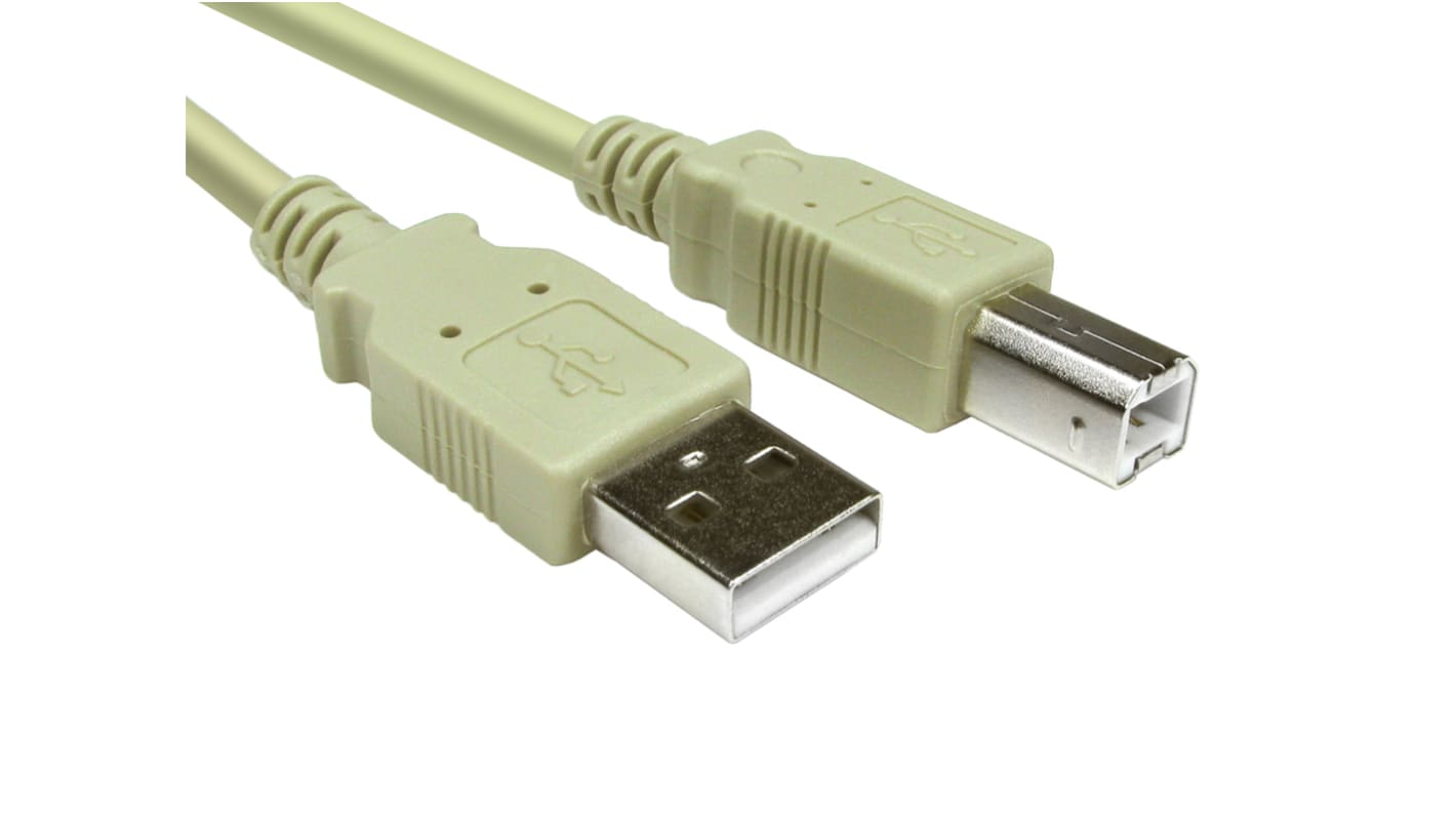 RS PRO USB 2.0, Male USB A to Male USB B, 1m