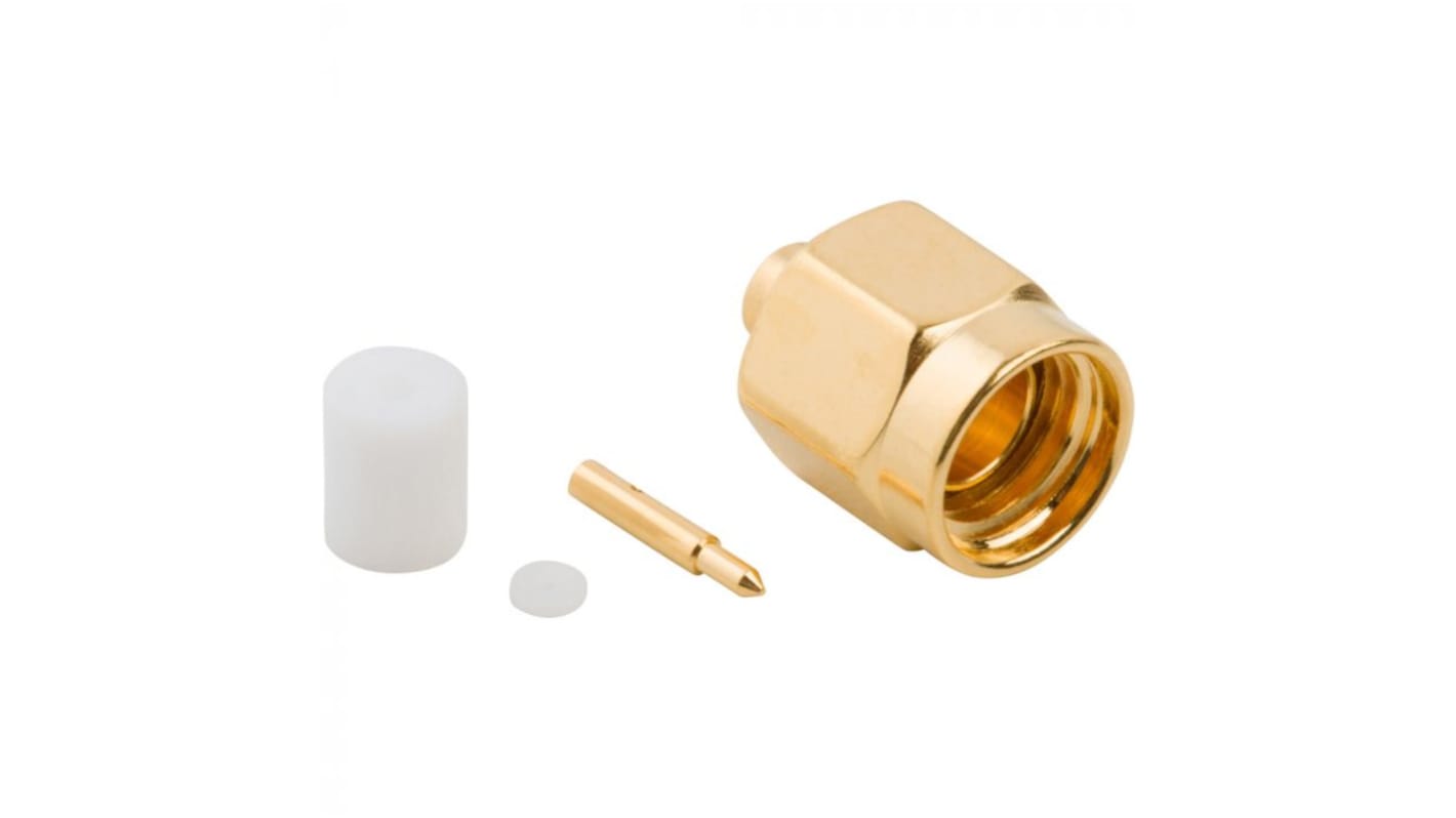 Amphenol RF Plug Cable Mount SMA Connector, Solder Termination, Straight Body
