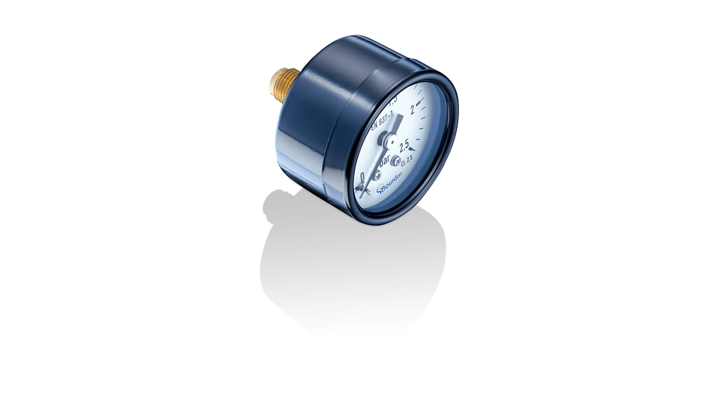 Bourdon G 1/8 Analogue Pressure Gauge 0bar Back Entry 40mm Outside Diameter