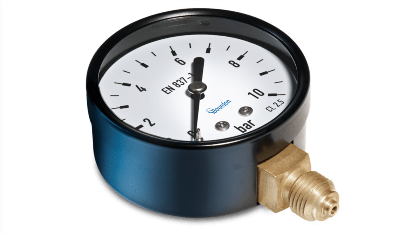 Bourdon G 1/4 Analogue Pressure Gauge 1bar Bottom Entry 63mm Outside Diameter