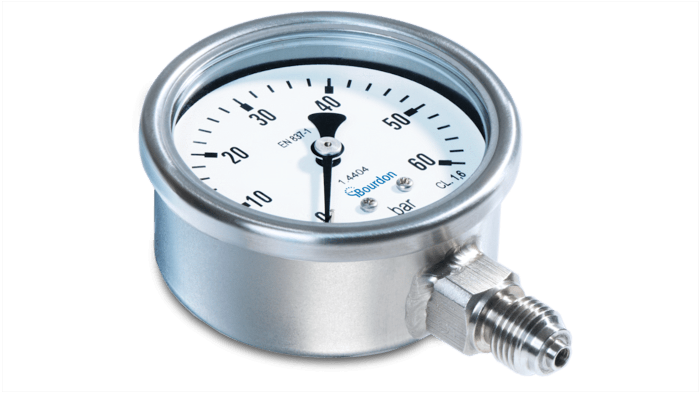 Bourdon G 1/4 Analogue Pressure Gauge 9bar Bottom Entry 63mm Outside Diameter