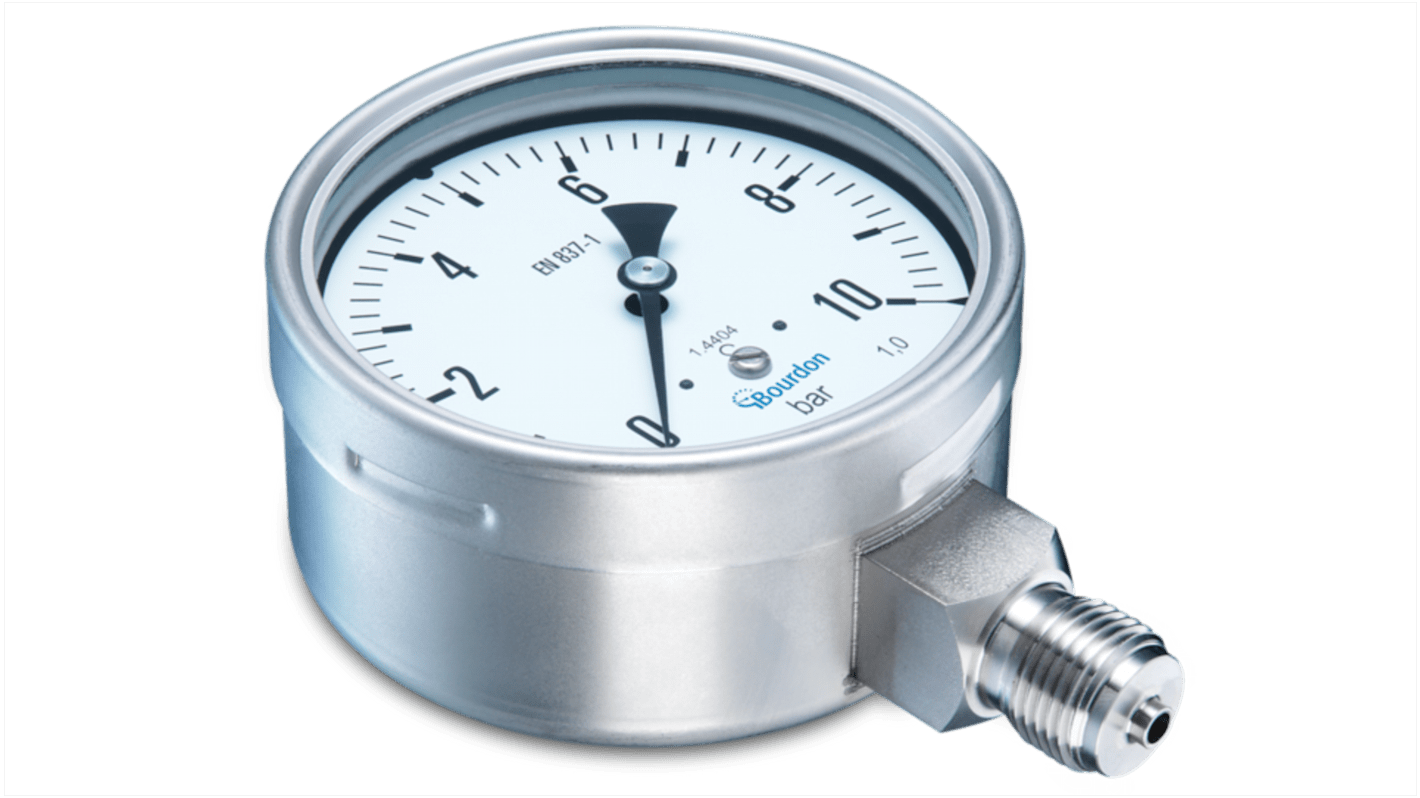 Bourdon NPT 1/2 Analogue Pressure Gauge 40bar Bottom Entry 100mm Outside Diameter