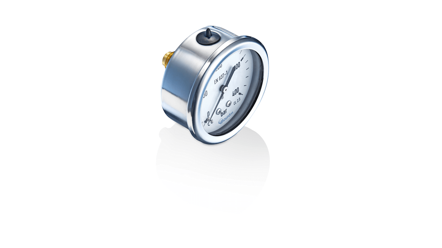 Bourdon G 1/4 Analogue Pressure Gauge 0bar Back Entry 63mm Outside Diameter