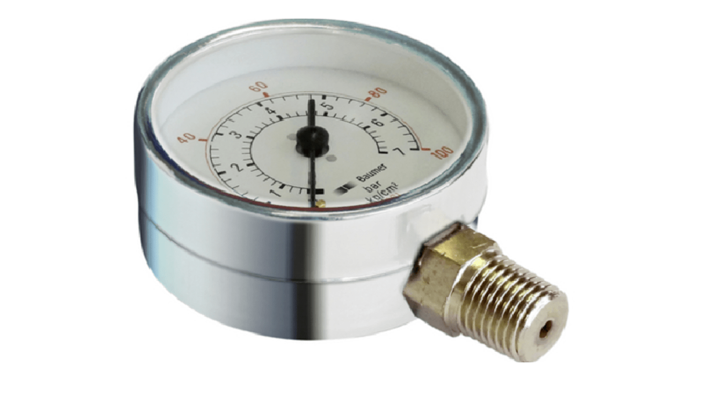 Bourdon NPT 1/4 Analogue Pressure Gauge 4bar Bottom Entry, MTR2-D50.B19, 0bar min.