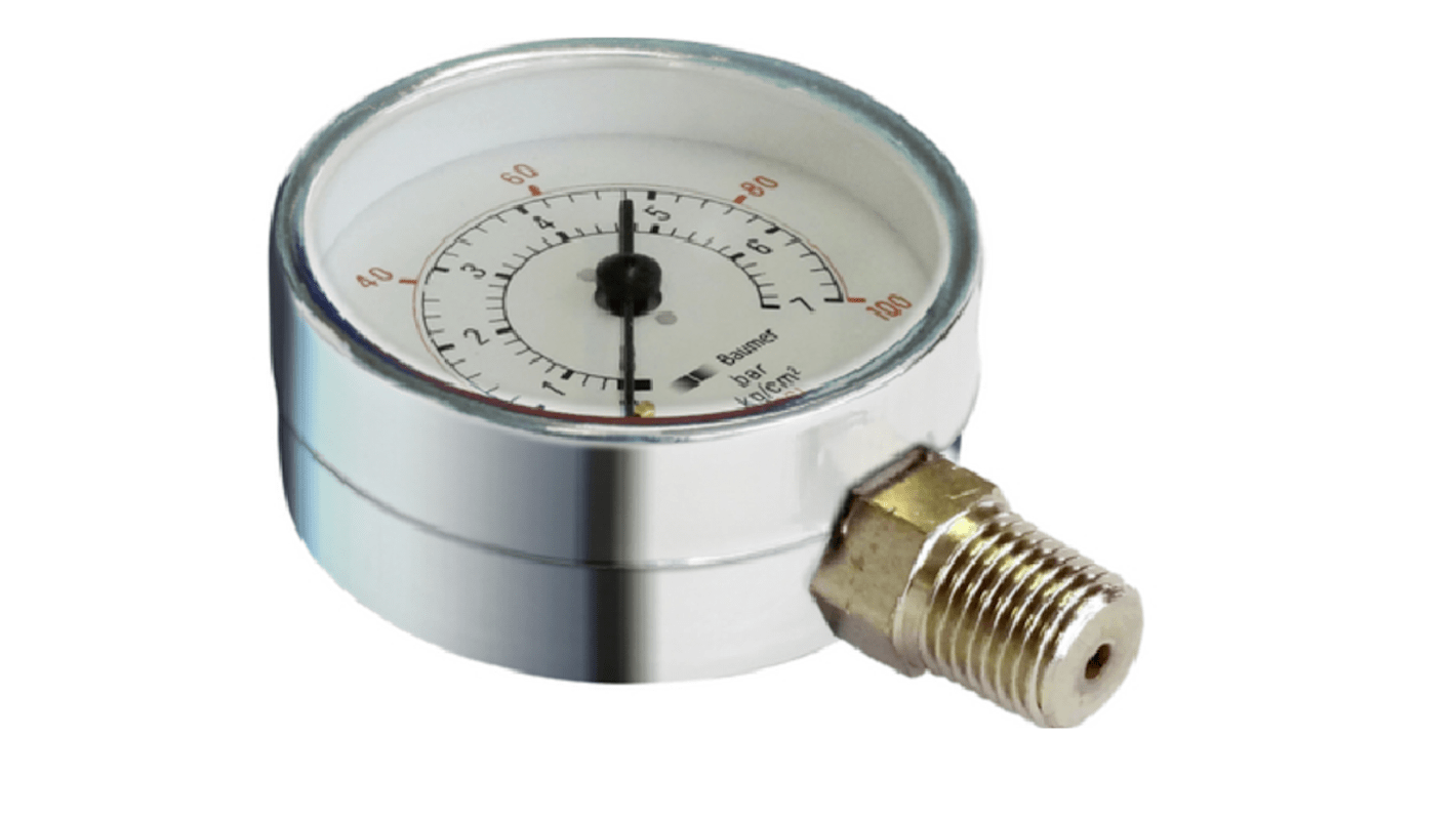 Bourdon NPT 1/4 Analogue Pressure Gauge 11bar Bottom Entry 50mm Outside Diameter