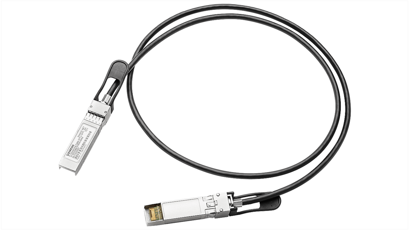 Siemens, 1m, Black SFP+ to Male SFP+, Aluminium foil with a braided tin-plated copper wire screen Shielded, Terminated