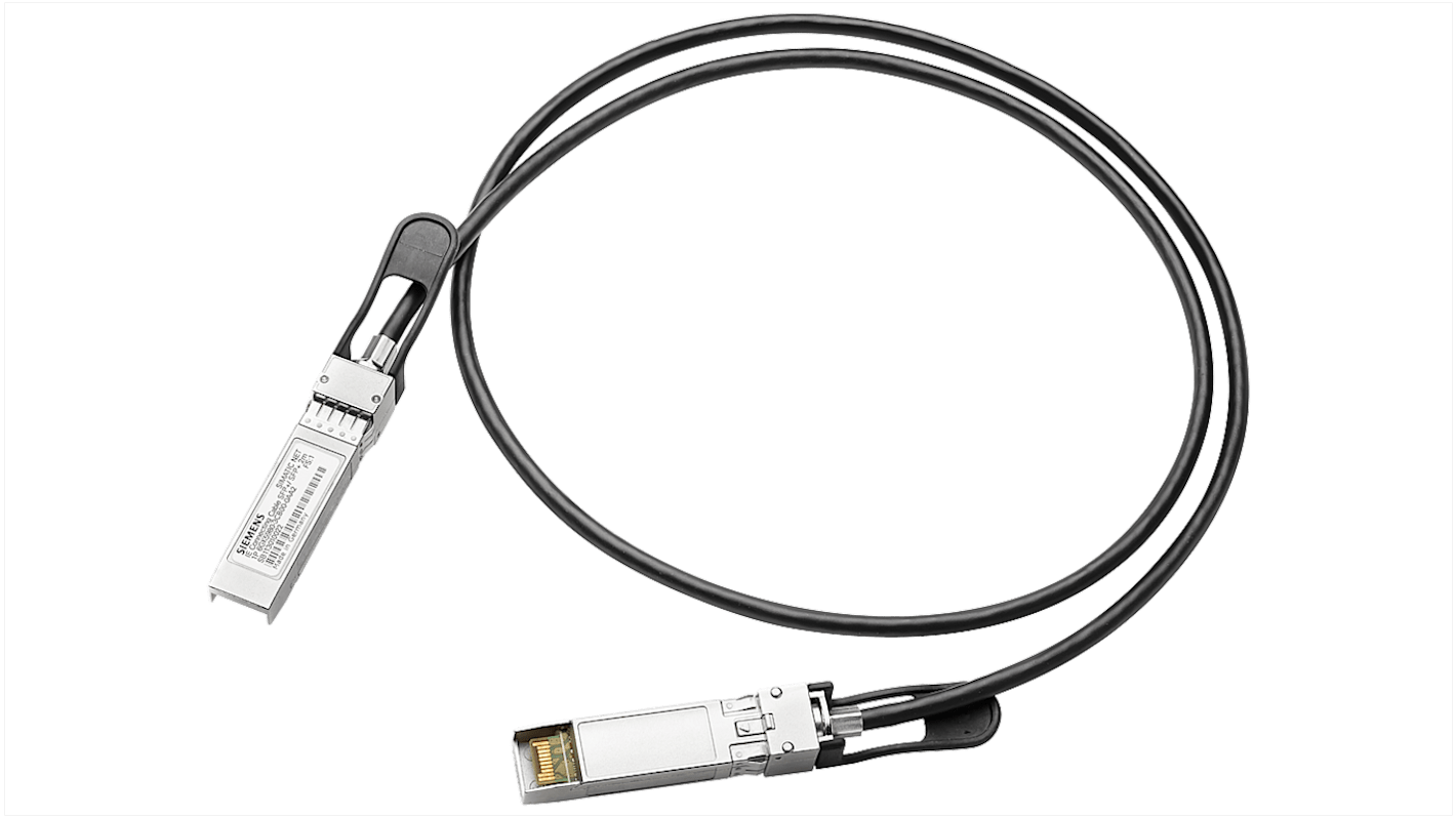 Siemens Ethernetkabel, 2m, Schwarz Patchkabel, A SFP+ Aluminiumfolie mit einer Geflechtabschirmung aus verzinntem