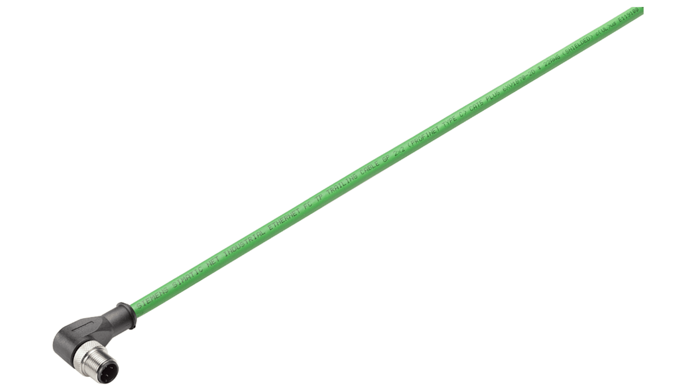 Cable Ethernet Cat5e Lámina de aluminio, trenzado de cobre estañado Siemens de color Verde, long. 1.5m