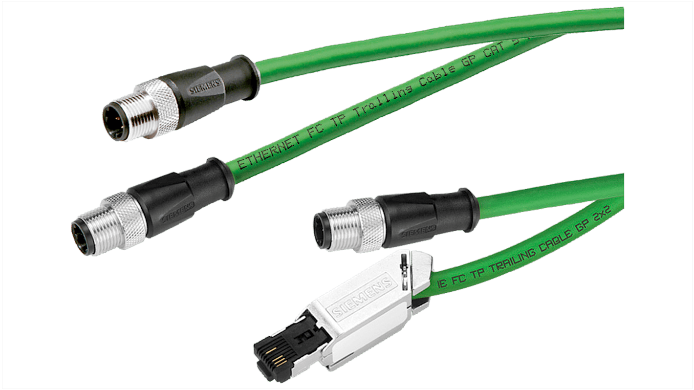 Câble Ethernet Siemens catégorie 5e, Feuille d'aluminium avec blindage tressé de fils de cuivre étamés, Vert, Longueur