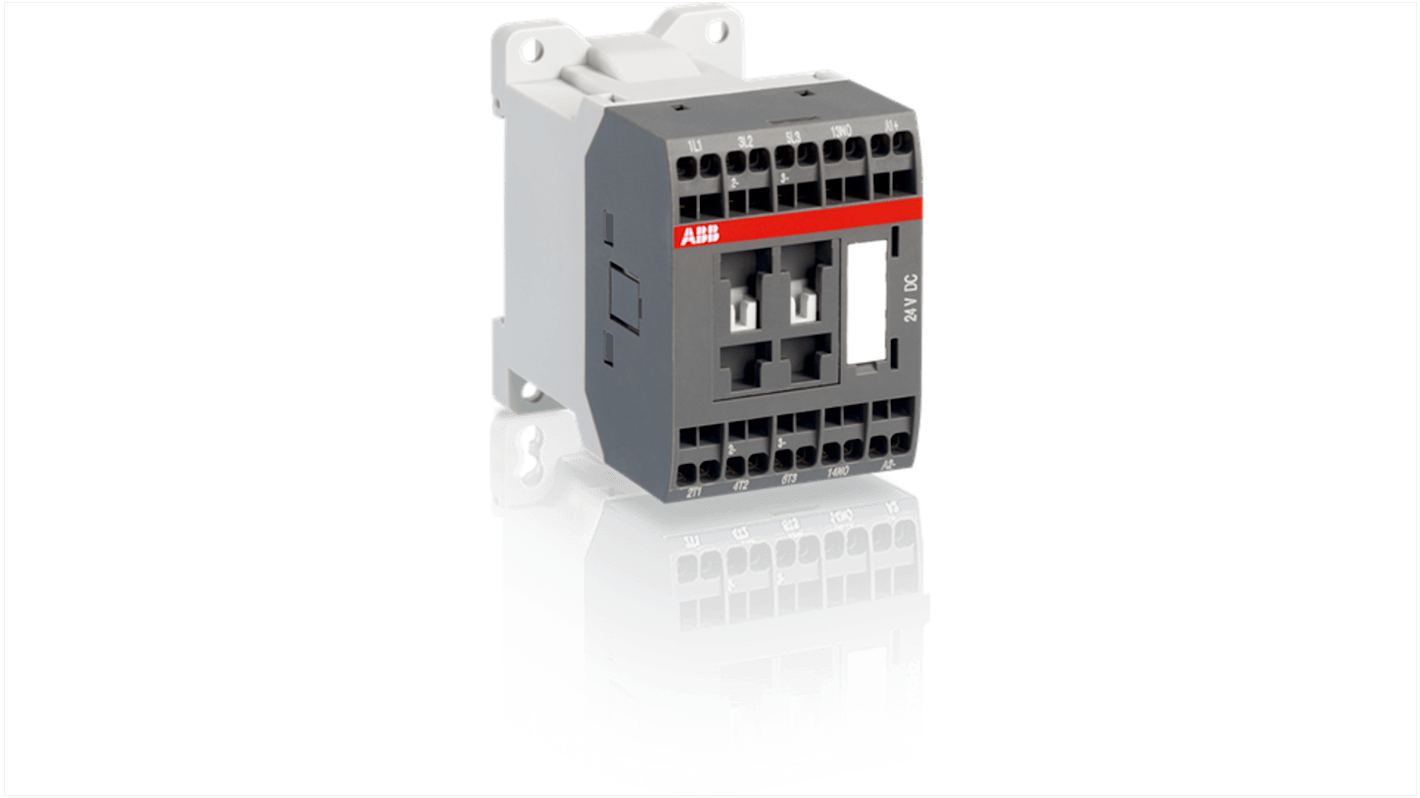Contactor ABB 1SBL10 de 3 polos, 4 NA, 9 A, bobina 24 V CC, 4 kW