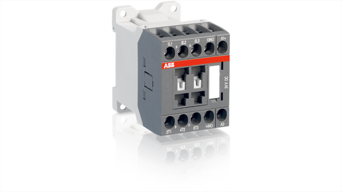 Contactor ABB 1SBL12 de 3 polos, 4 NA, 16 A, bobina 24 V CC, 7,5 kW