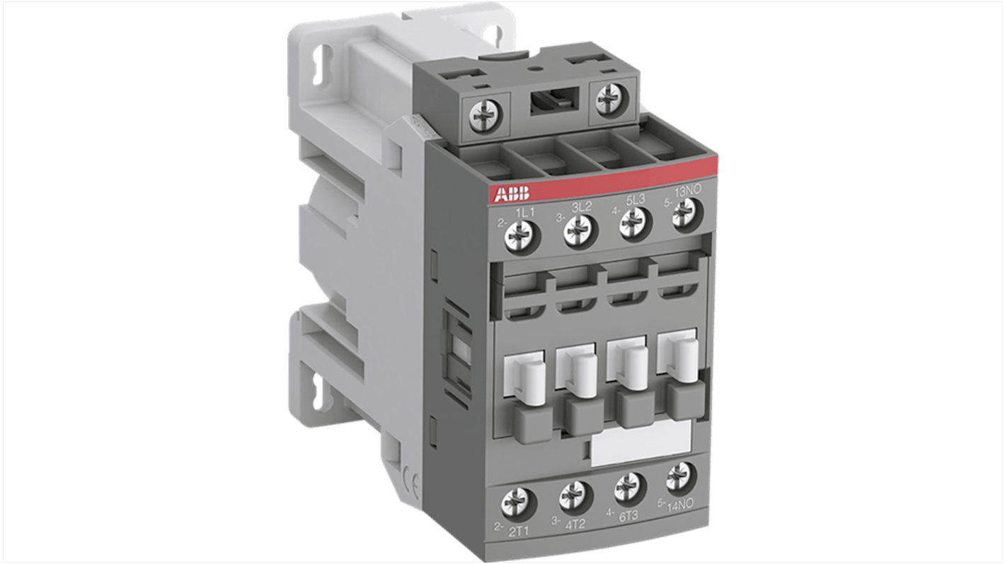 Contactor ABB 1SBL176 de 3 polos, 4 NA, 30 A, bobina 24 V CC, 7,5 kW