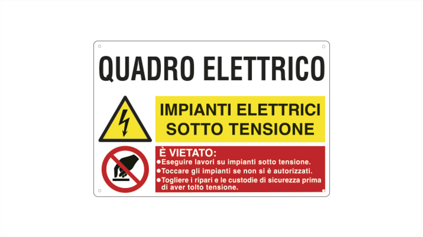 Etichetta di sicurezza Sicurezza elettrica "IMPIANTI ELETTRICI SOTTO TENSIONE, QUADRO ELETTRICO"