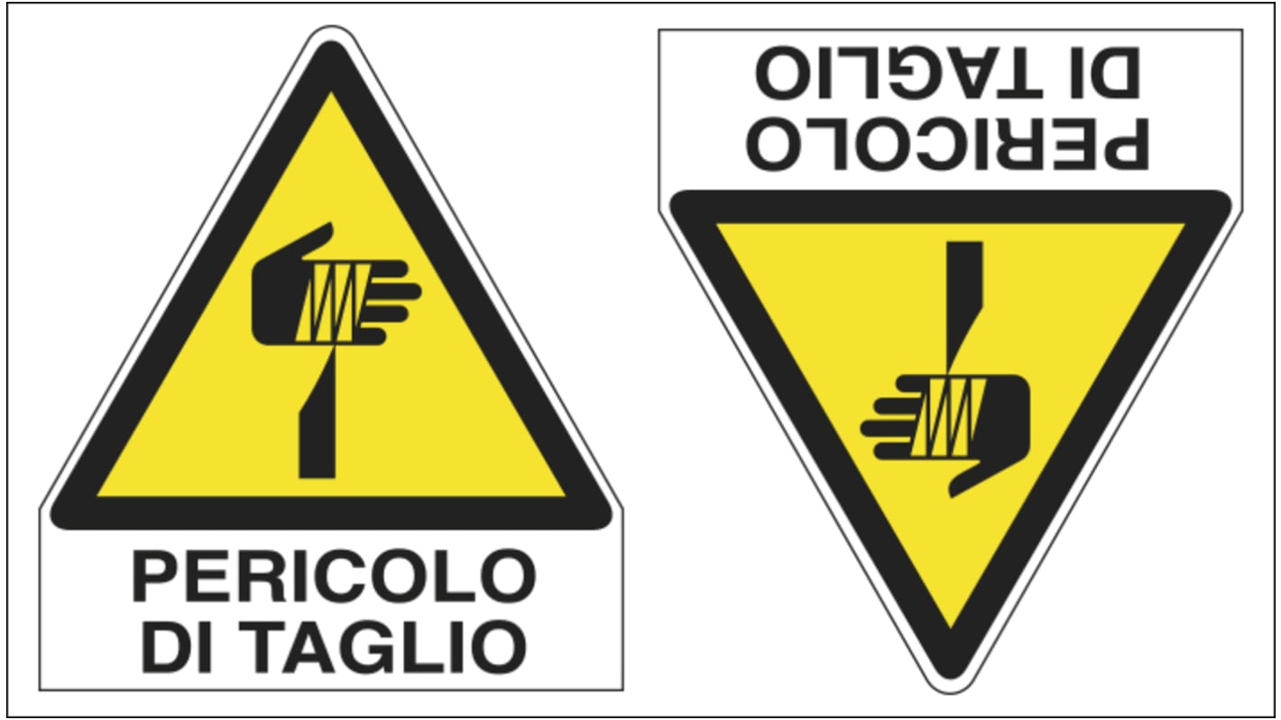 Etichetta di sicurezza Pericolo di taglio "PERICOLO DI TAGLIO", Adesiva