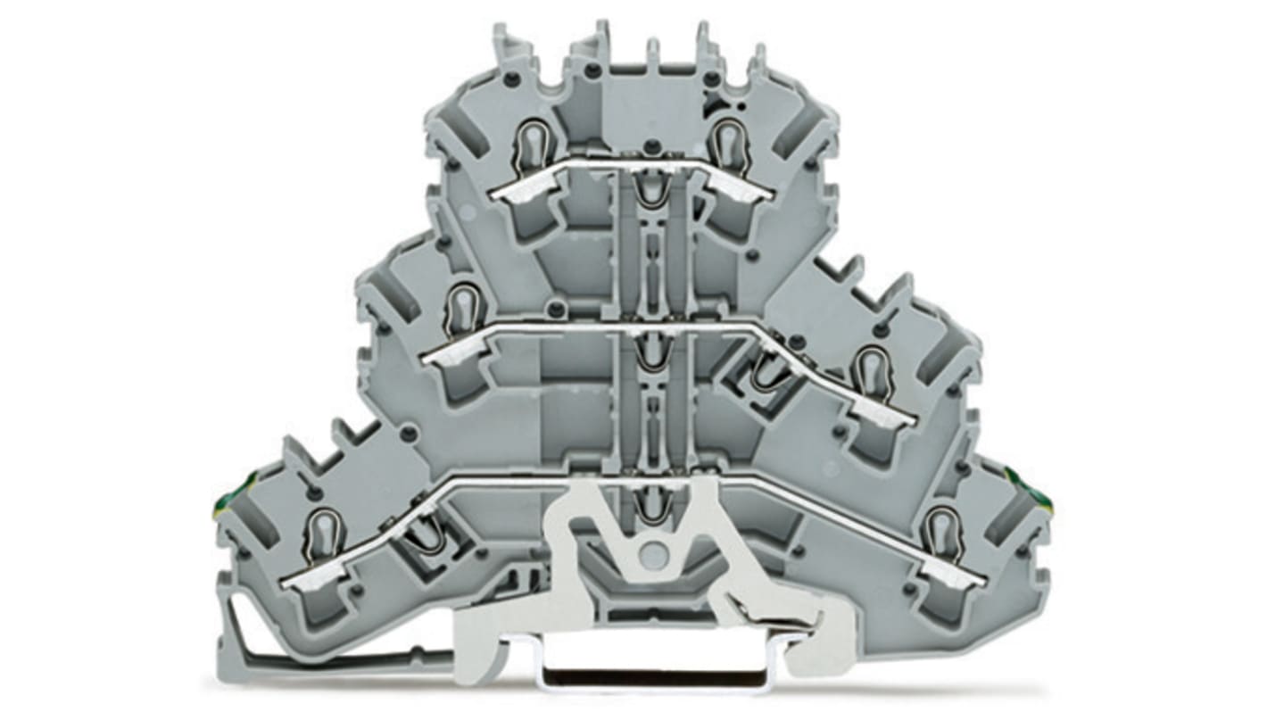WAGO 2002-3227 TOPJOB S, 2002 Series Grey, 2.5mm², Triple-Level, Push-In Cage Clamp Termination, ATEX, IECEx