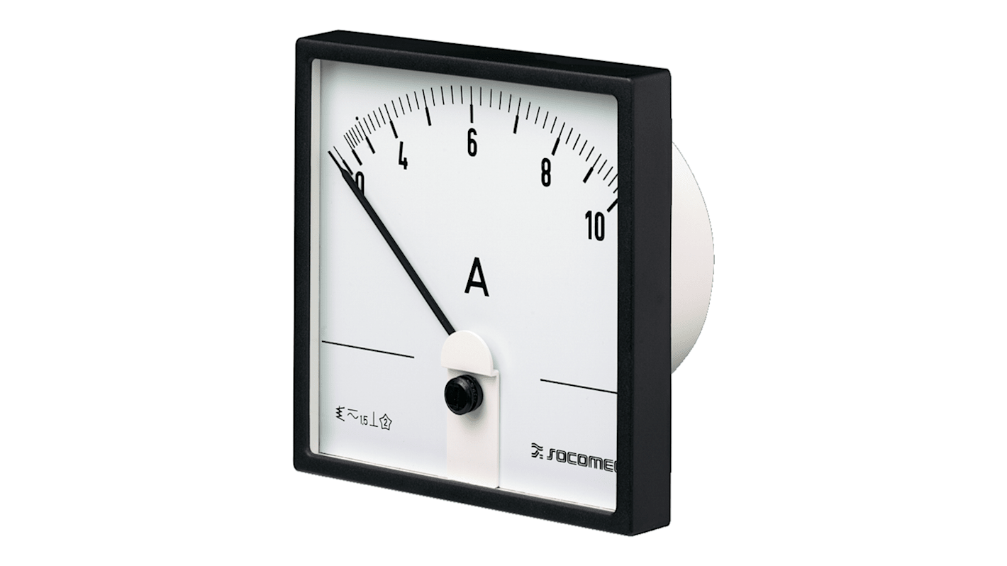 Amperímetro analógico de panel AC Socomec, valor máx. 250A, dim. 72mm x 72mm