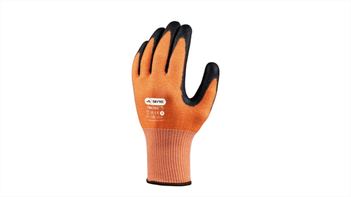 Skytec Schneidfeste Handschuhe, Größe 9, Schneidfest, Glasfaser, HPPE, Nylon Schwarz, Orange