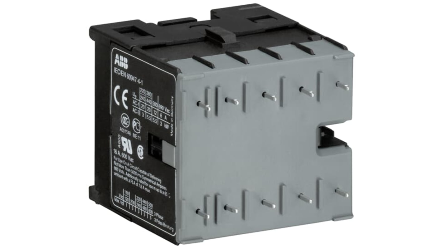 ABB GJL131 Contactor, 380 → 415 V ac Coil, 3-Pole, 20 A, 5.5 kW, 4NO