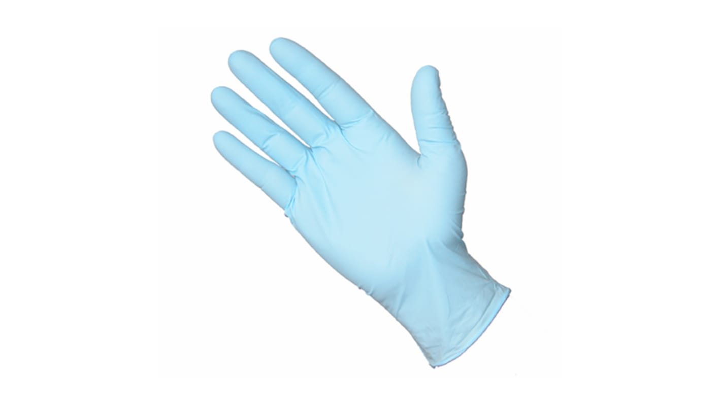 RS PRO Blue Powder-Free Nitrile Disposable Gloves, Size S, 100 per Pack