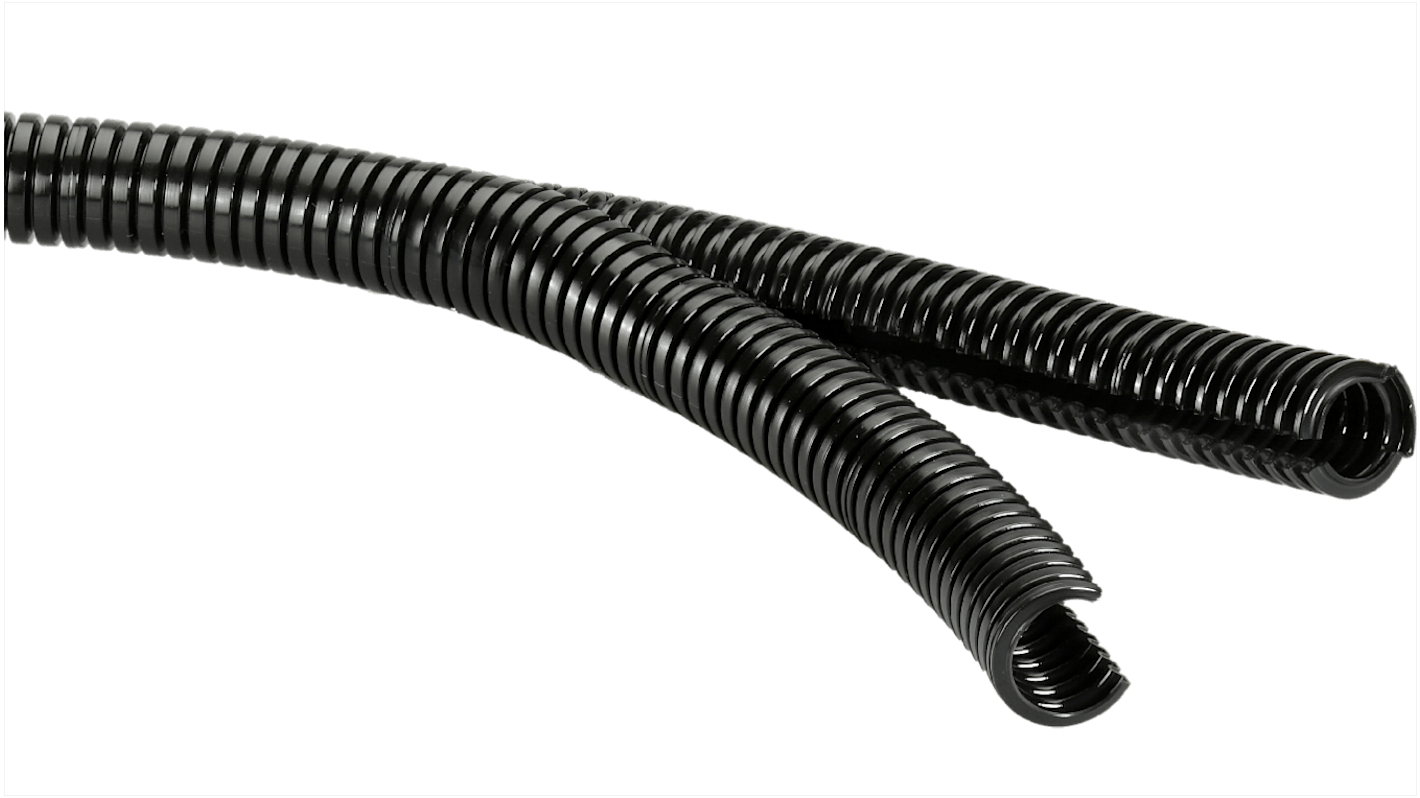 Flexicon Parallel Corrugated Conduit, 54mm Nominal Diameter, Nylon 6, Black