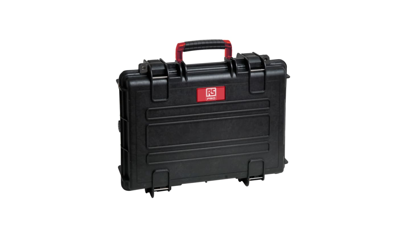 RS PRO PP防水箱, 附泡棉, 防水, IP67, 外部457 x 367 x 118mm, 内部420 x 300 x D95mm, 可锁（不含锁）, 黑色