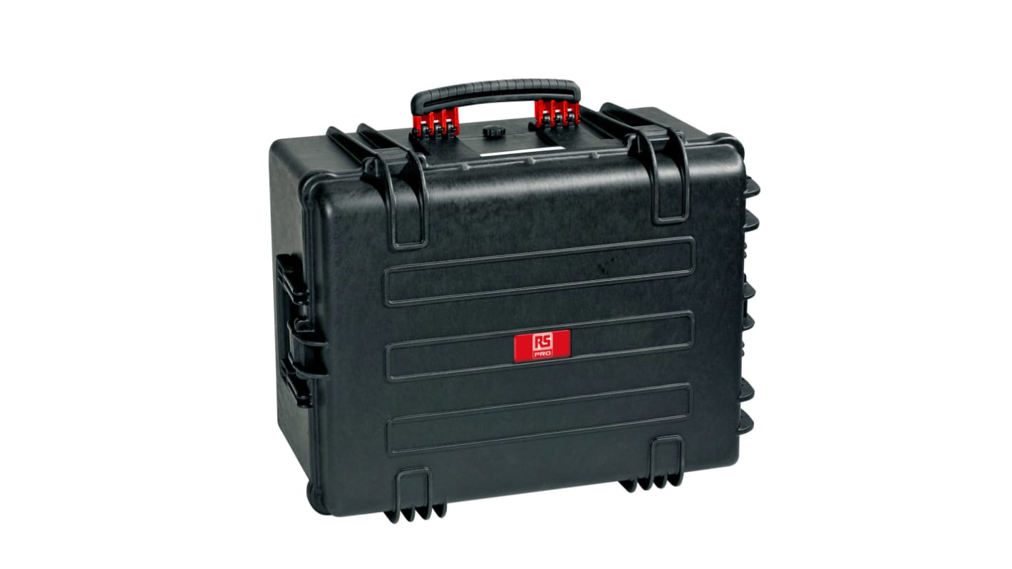 RS PRO PP防水箱, 带脚轮, 附泡棉, 防水, IP67, 外部670 x 510 x 262mm, 内部580 x 440 x 220mm, 可锁（不含锁）, 黑色