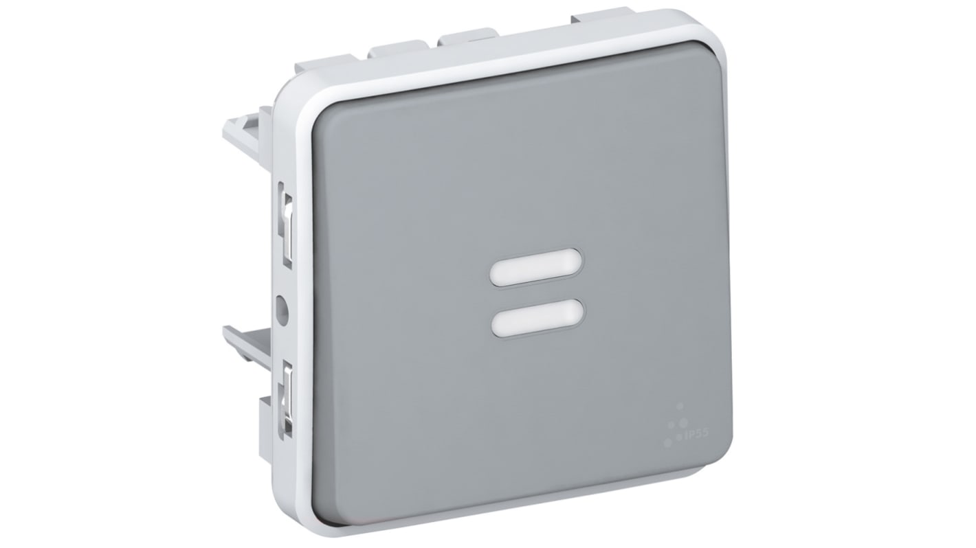 Legrand Grey Push Button Light Switch, 1 Way